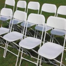 White Commercial Poly Folding Chair with Metal Frame